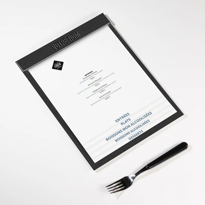 Planche Porte-Menu A4 texture cuir | Impression Menu
