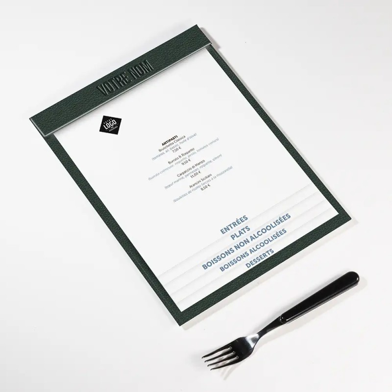 Planche Porte-Menu A4 texture cuir | Impression Menu
