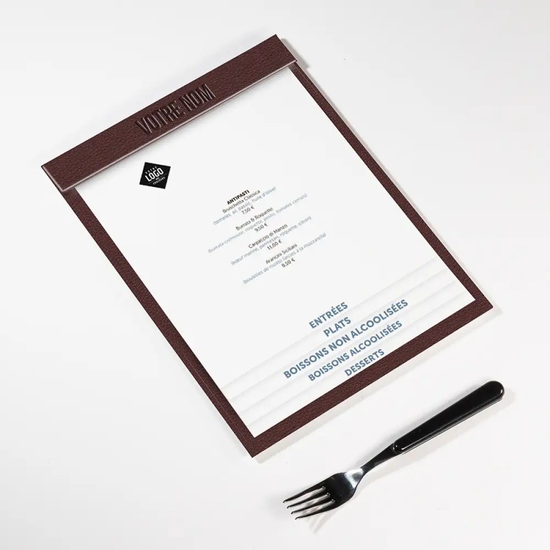 Planche Porte-Menu A4 texture cuir | Impression Menu