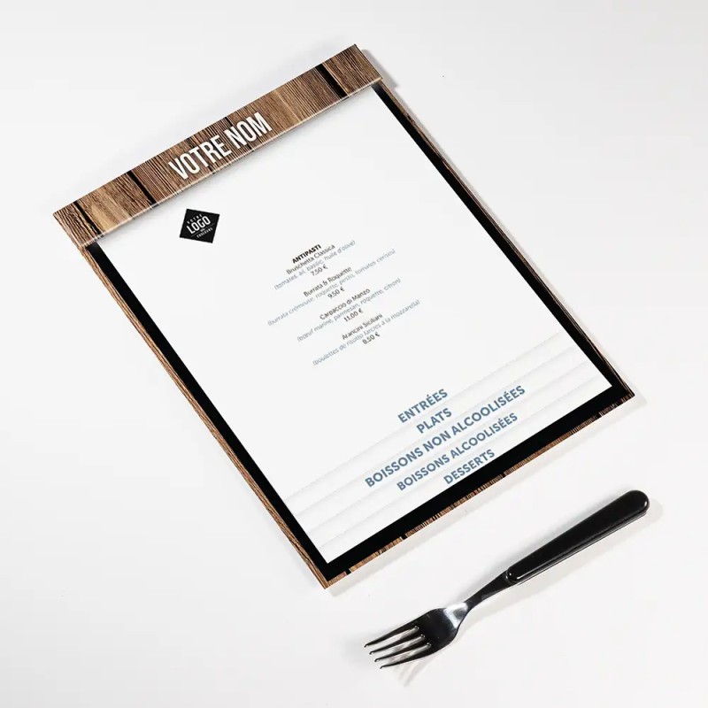 Planche Porte-Menu A4 Bois | Impression Menu