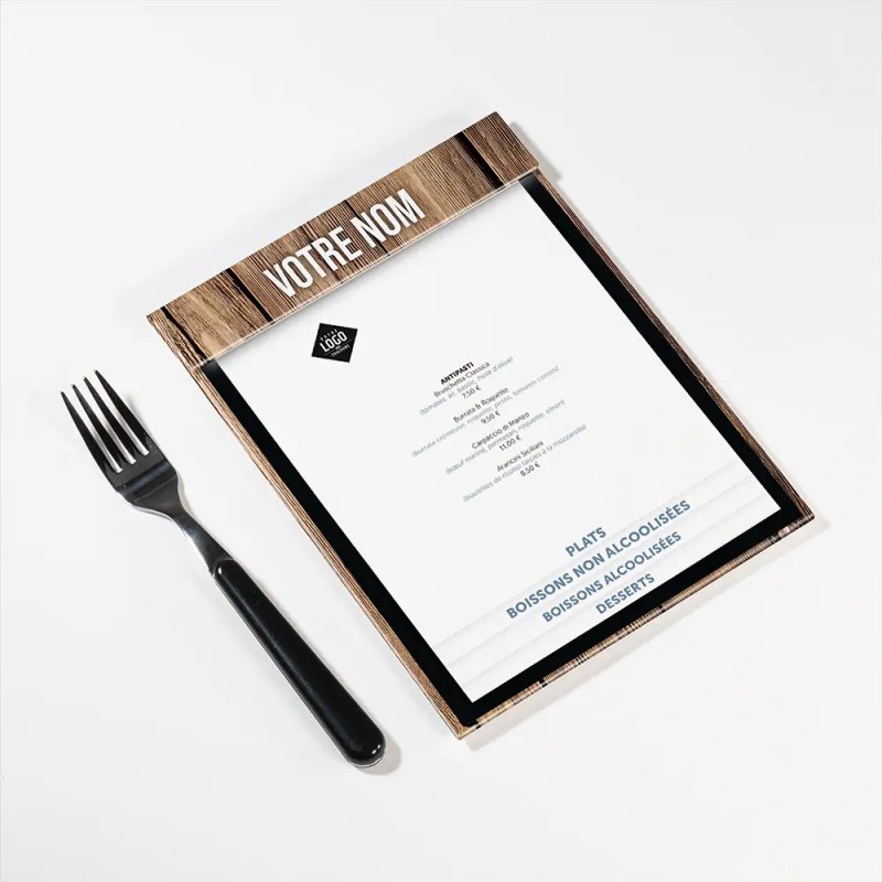 Planche Porte-Menu A5 Bois | Impression Menu