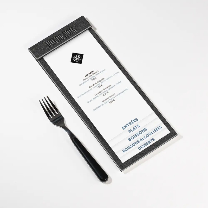 Planche Porte-Menu demi-A4 texture cuir | Impression Menu