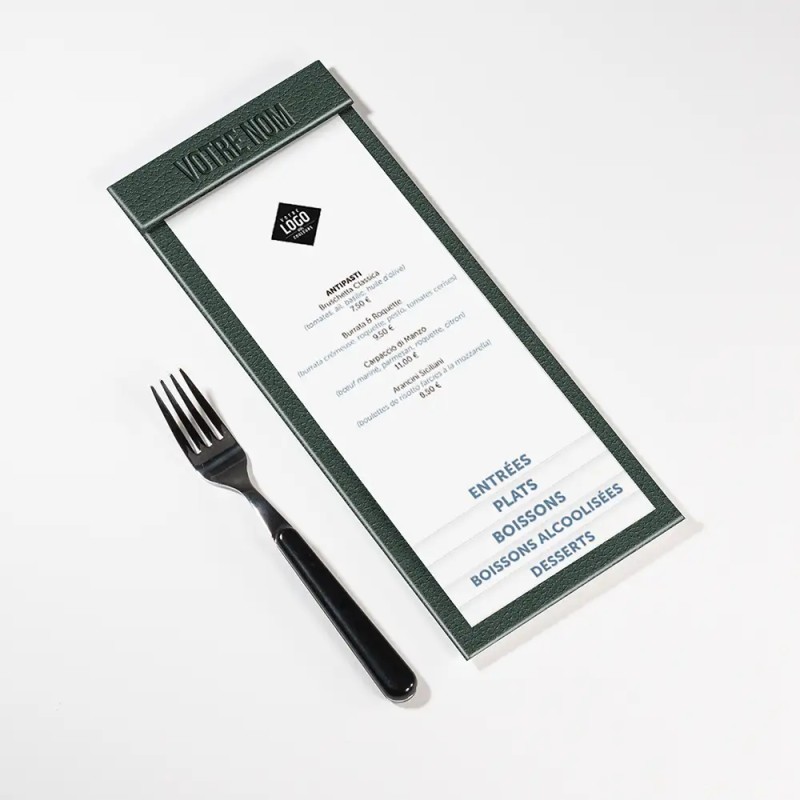 Planche Porte-Menu demi-A4 texture cuir | Impression Menu