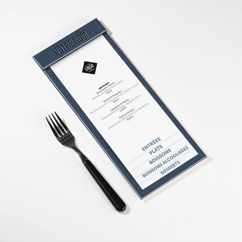 Planche Porte-Menu demi-A4 texture cuir | Impression Menu