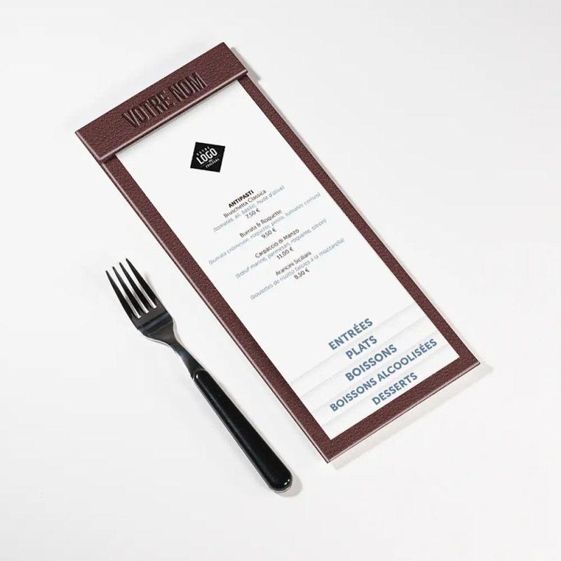 Planche Porte-Menu demi-A4 texture cuir | Impression Menu