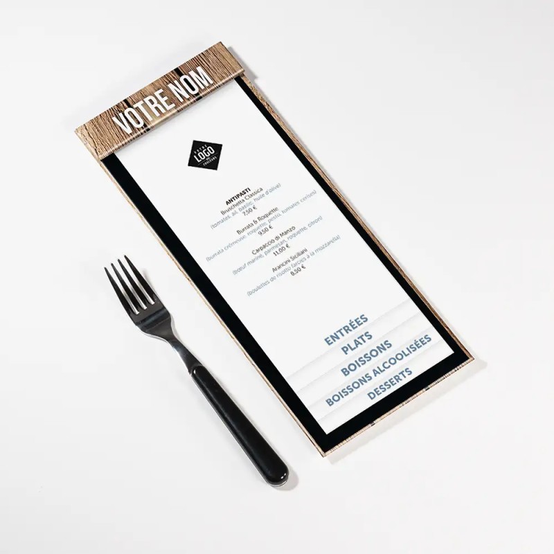 Planche Porte-Menu demi-A4 Bois | Impression Menu
