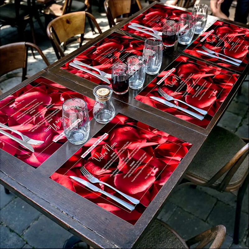 Set de Table Saint Valentin Imprimé Couleur Recto | Impression Menu