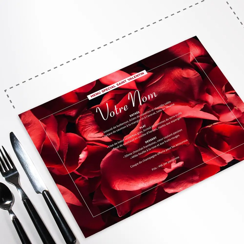 Set de Table medium Saint Valentin Imprimé Couleur Recto | Impression Menu