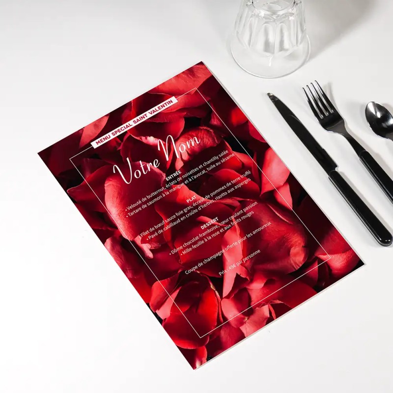Flyer Menu Papier A5 Saint Valentin | Impression Menu