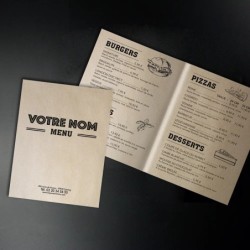 Dépliant Menu Papier Kraft A4 plié 2 volets Brasserie