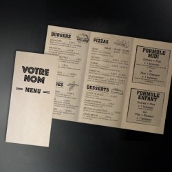 Dépliant Menu Papier Kraft...