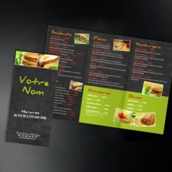 Dépliant Menu Papier A4 plié 3 volets Snack