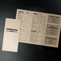 Dépliant Menu Papier Kraft A3 plié 3 volets Brasserie