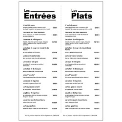 Modèle gratuit Menu Demi A4...