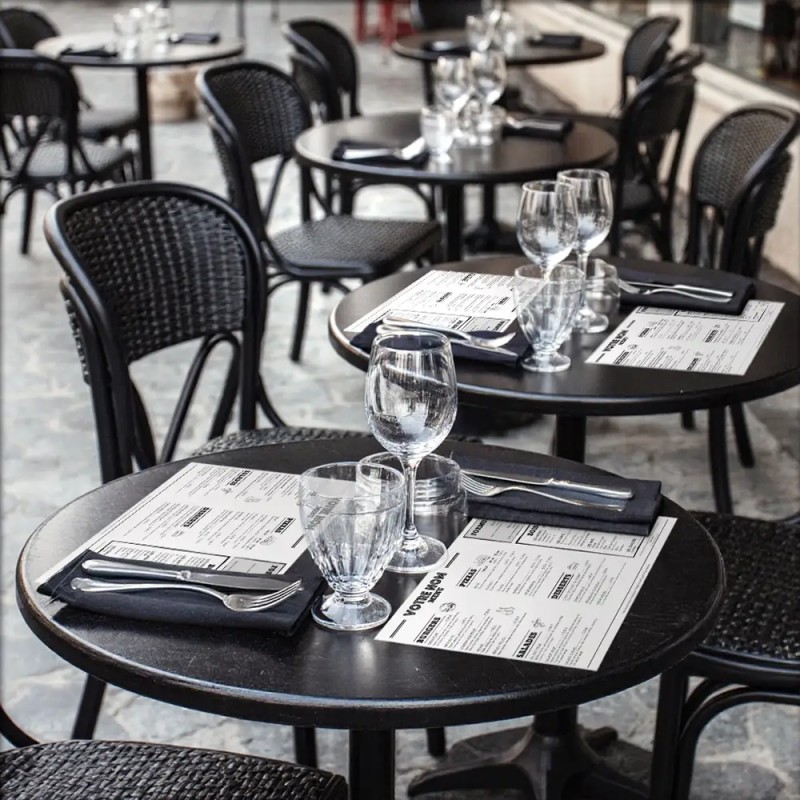 Set de Table medium brasserie & jeux Imprimé Noir Recto Verso | Impression Menu