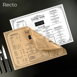 Set de Table Kraft classique Imprimé Noir Recto Verso