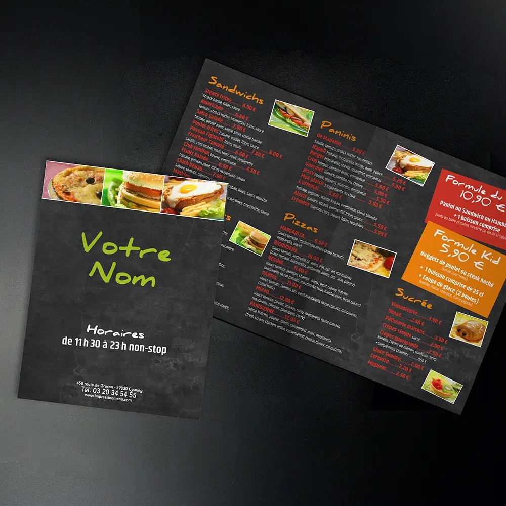 Flyers menus personnalisés |ImpressionMenu.com