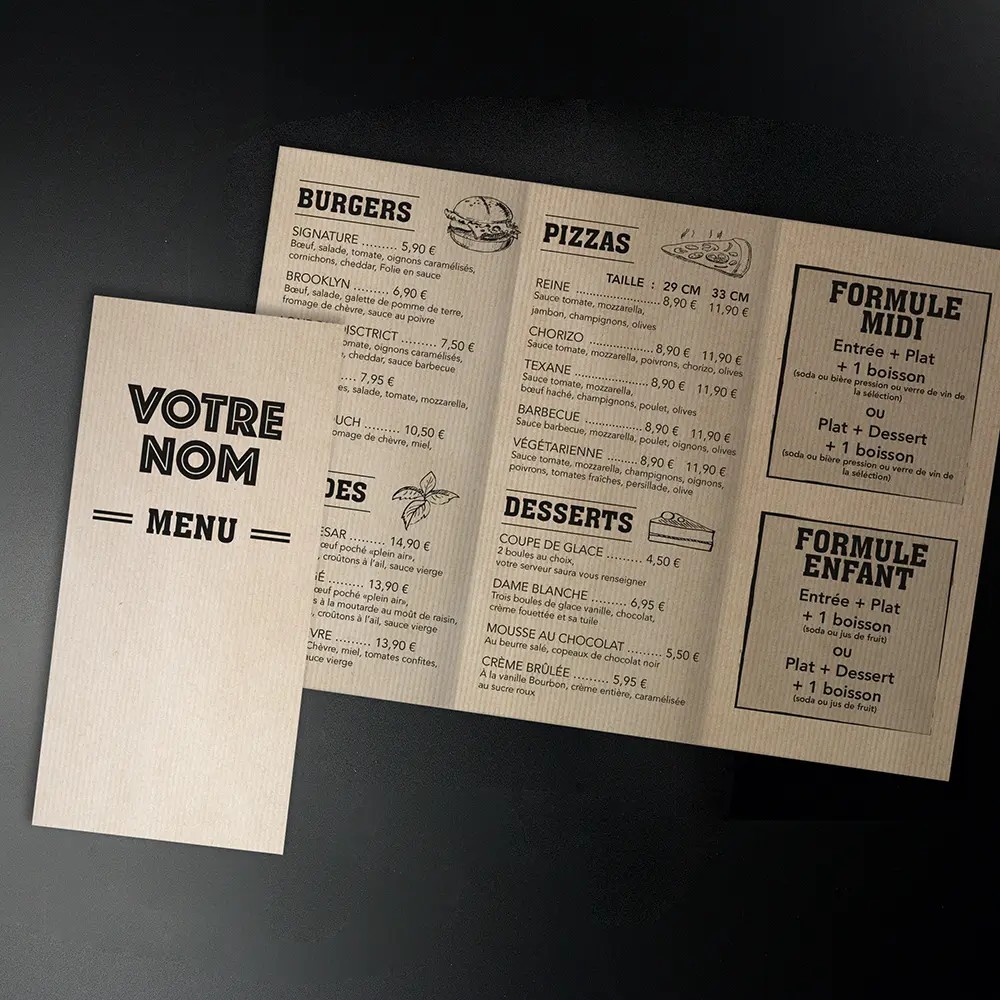 Dépliant menu personnalisé | ImpressionMenu.com